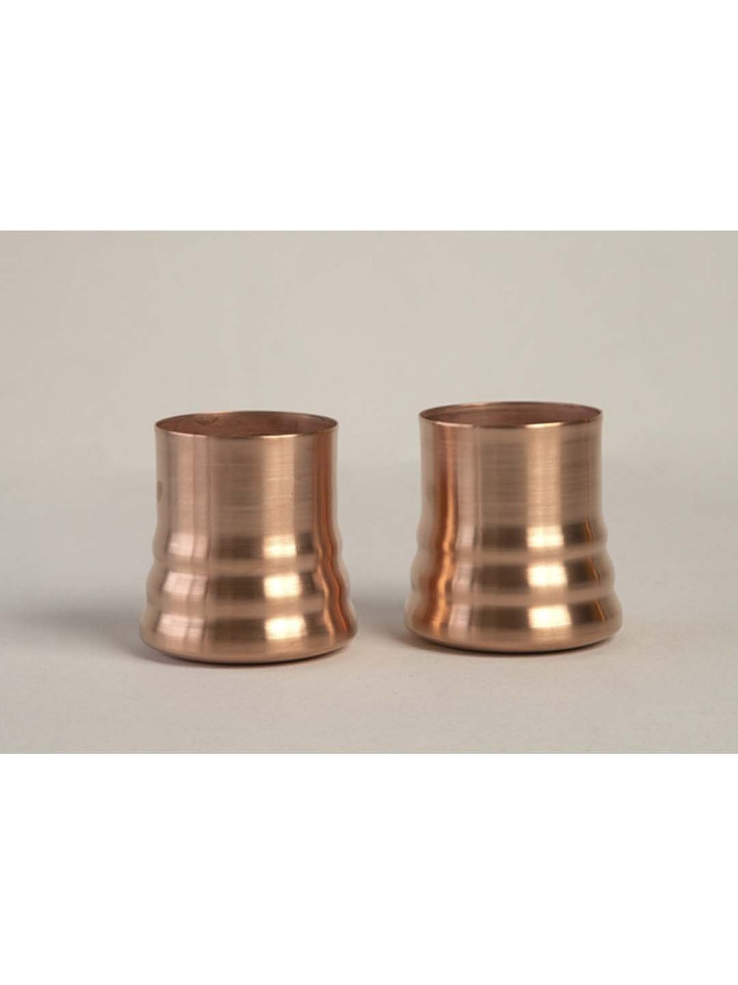 COPPRE Metallic Copper Antimicrobial Ripple Tumbler (300 ml) - Set of 2