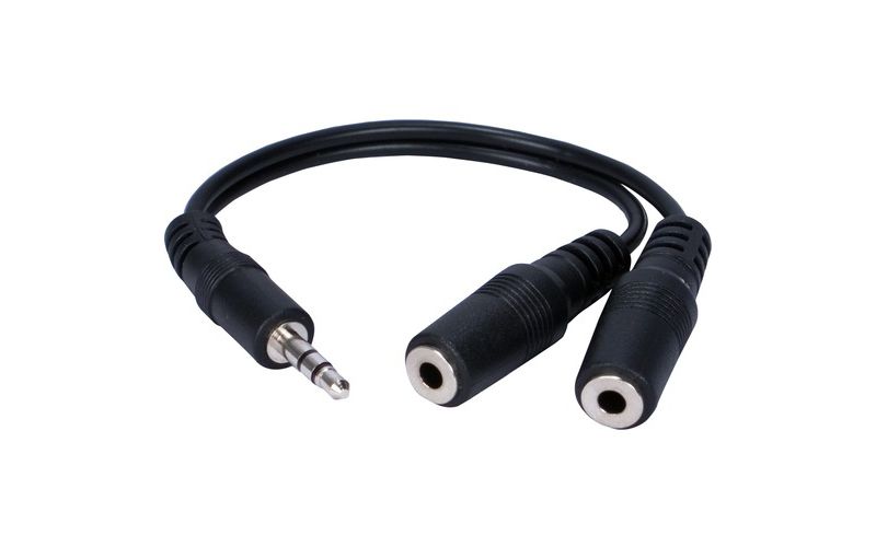 QVS 3.5mm Mini-Stereo Male to Two Female Speaker Splitter Cable