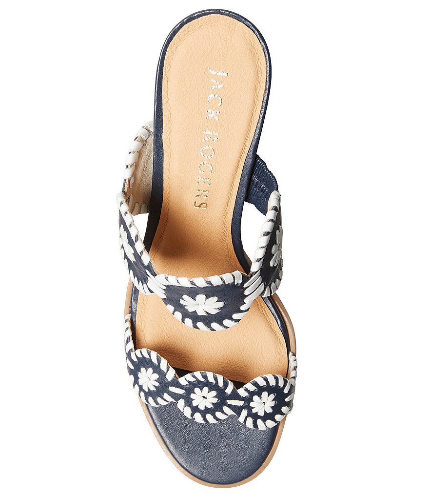 Jack Rogers Lauren Leather Block Heel Slide Dress Sandals