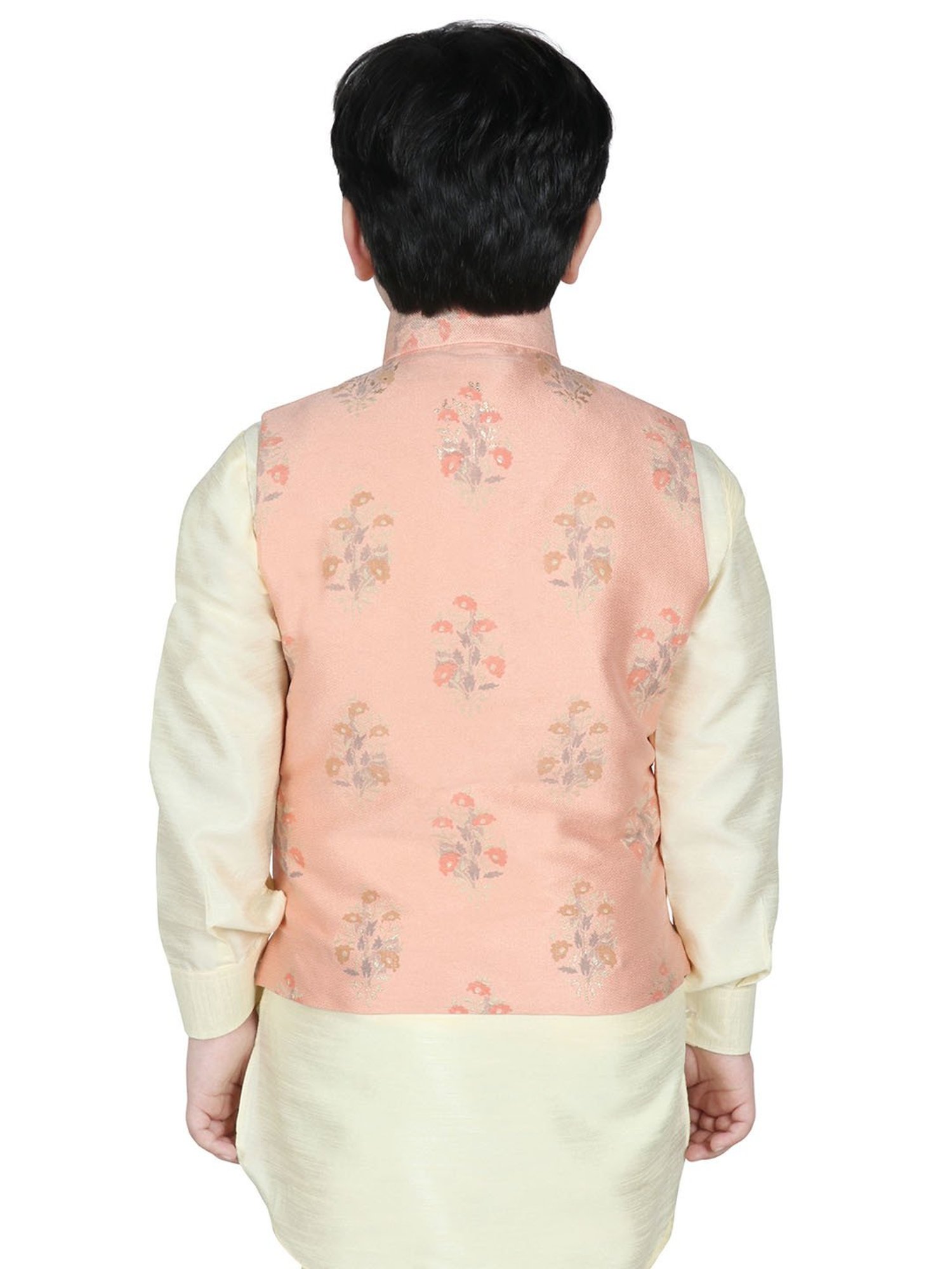 SG Yuvraj Kids Dark Peach Solid Nehru Jacket