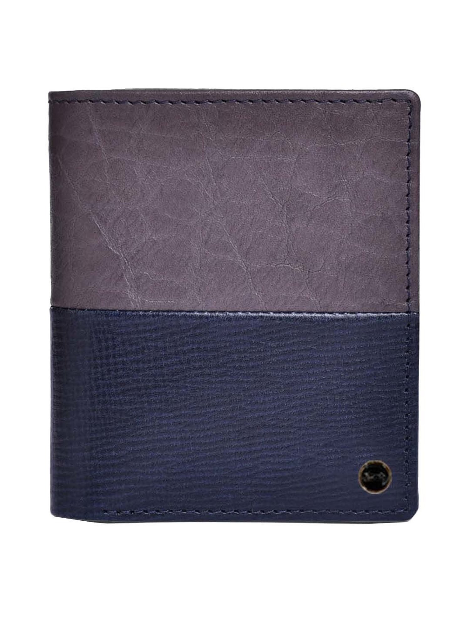 BELWABA Navy Casual Leather Bi-Fold Wallet for Men