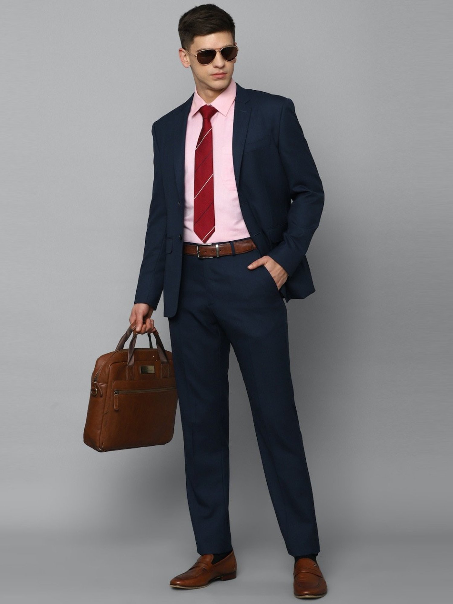 Luxure By Louis Philippe Navy Slim Fit Two Piece Suit