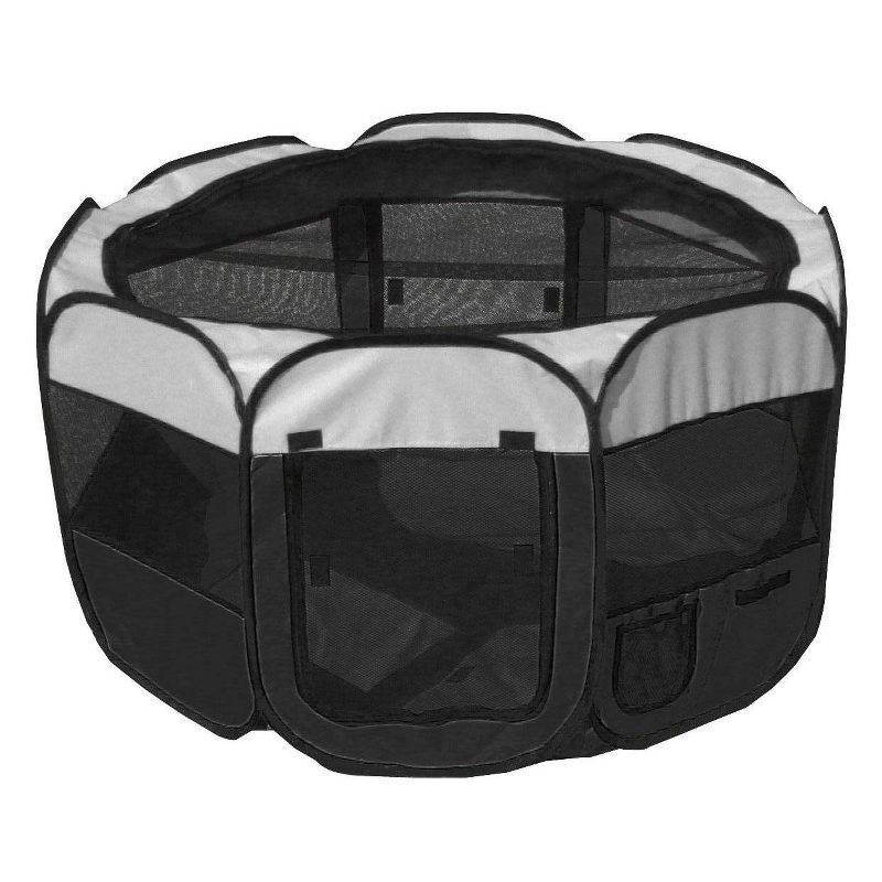 Pet Life All-Terrain Lightweight Easy Folding Wire-Framed Collapsible Travel Dog Playpen - L - Black