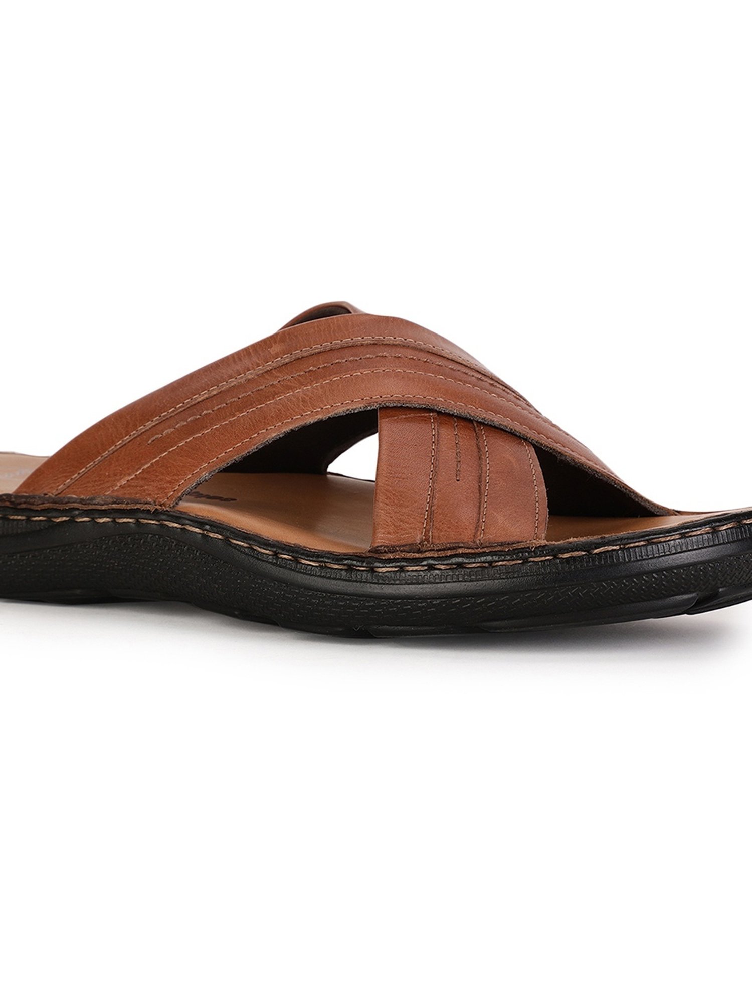 Hush Puppies by Bata Men's Brown Cross Strap Sandals
