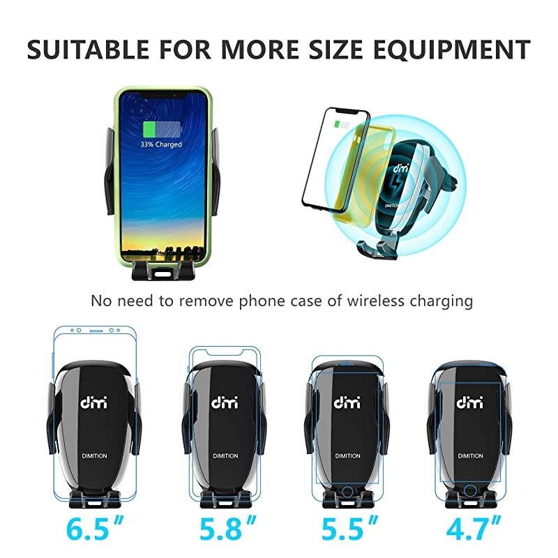 Wireless Car Charger 10W Qi Fast Charging Air Vent Car Phone Mount Automatic Clamping Cell Phone Holder Compatible with iPhone Xs MaxXRXSX8 Plus Samsung Galaxy S10S10 PlusS9S8S7Note 9 10
