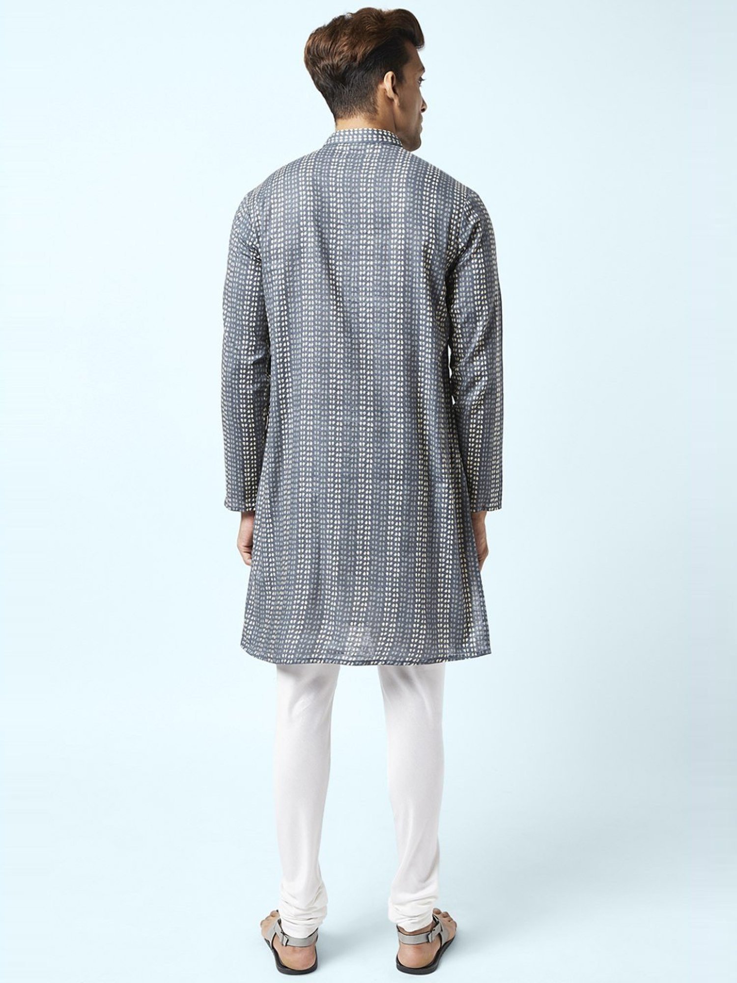 Indus Route by Pantaloons Indigo Cotton Regular Fit Printed Kurta