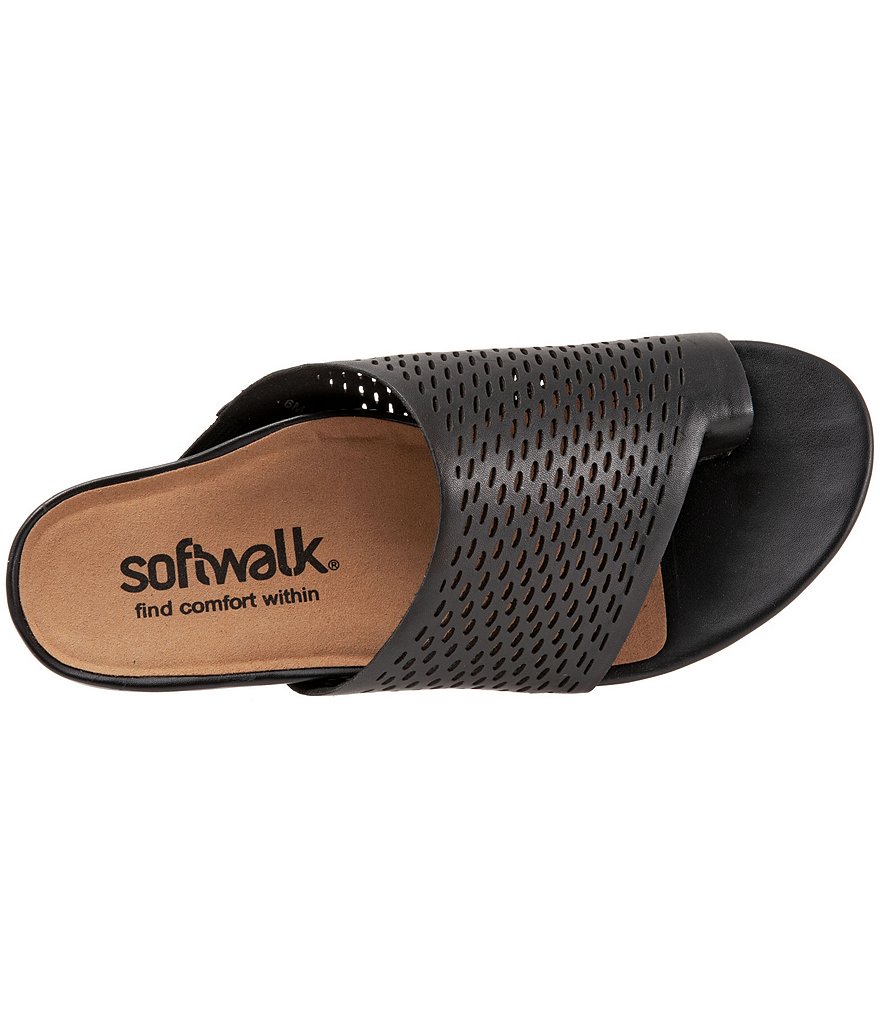 Softwalk Corsica II Perforated Leather Toe Ring Slide Sandals
