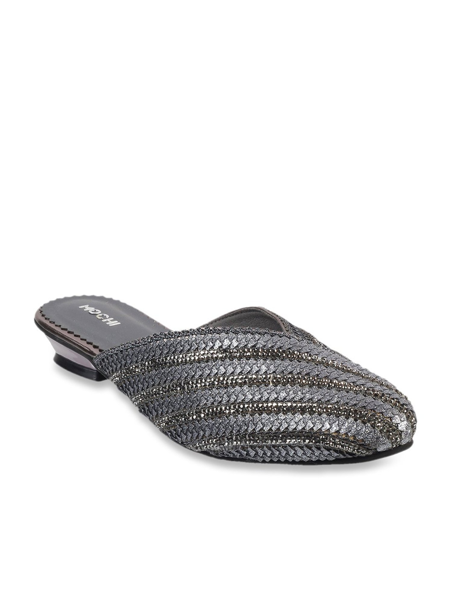 Mochi Women's Gun Metal Mule Shoes
