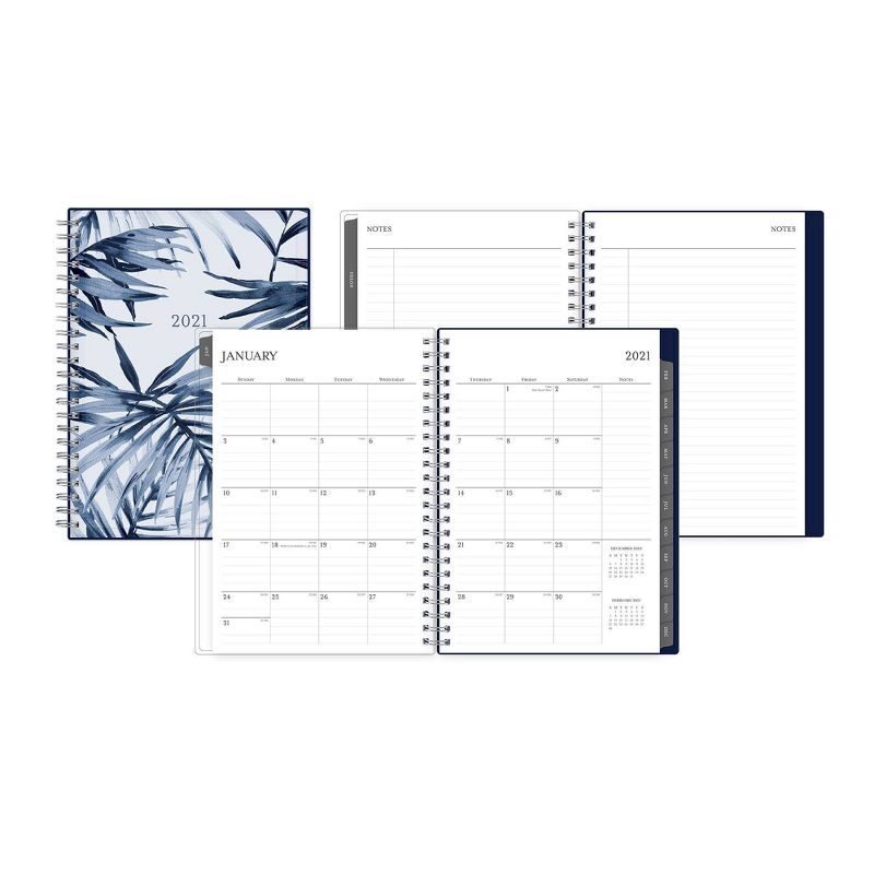 2021 Planner Notes 5.875" x 8.625" Clear Plastic Cover Weekly/Monthly Wirebound Keoni Navy - Blue Sky