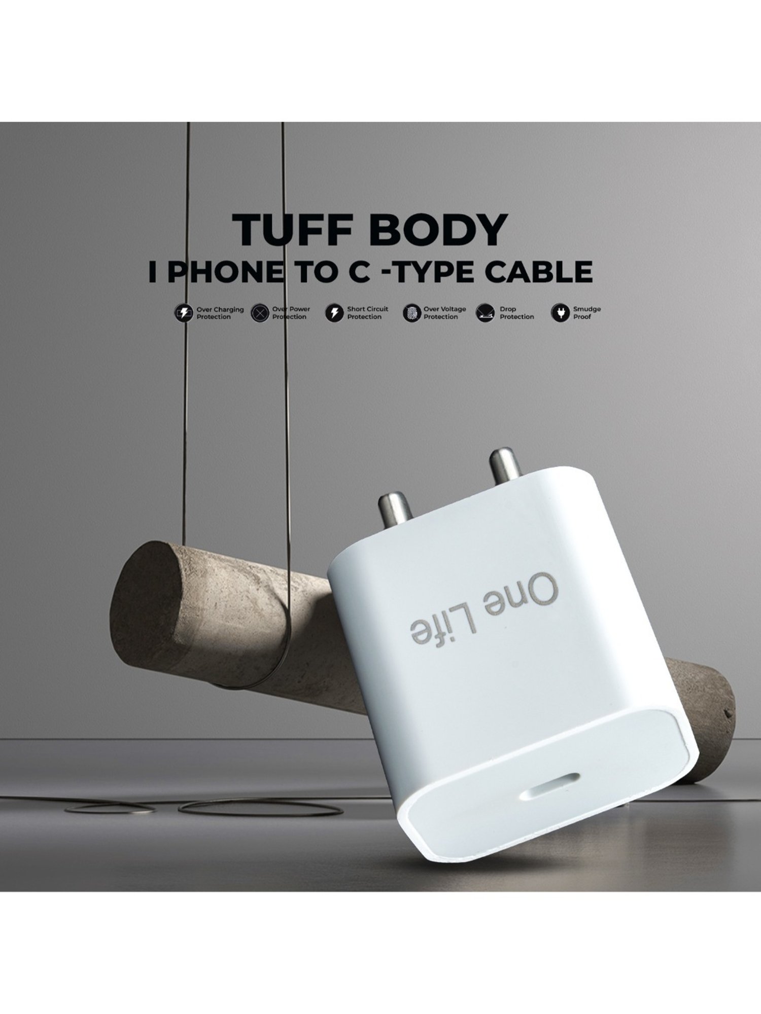 One Life 25W PD Singe Port Fast Charger with Multi-Layer Protection (White)