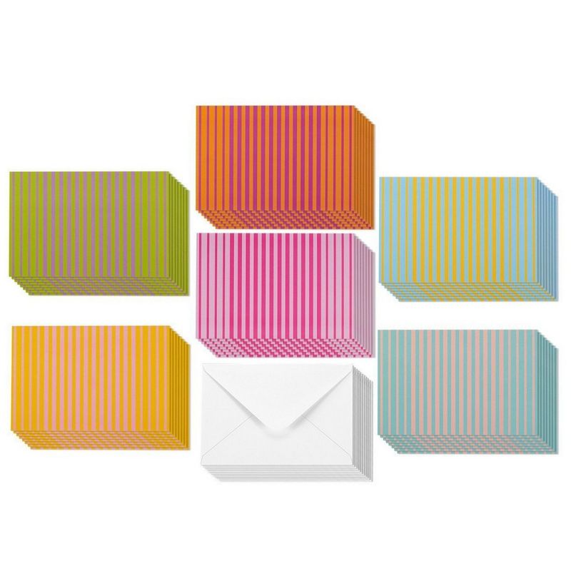 Best Paper Greetings 48 Pack Blank All Occasion Greeting Cards with Envelopes Bulk Boxed Set, 6 Striped Colors 4x6 in