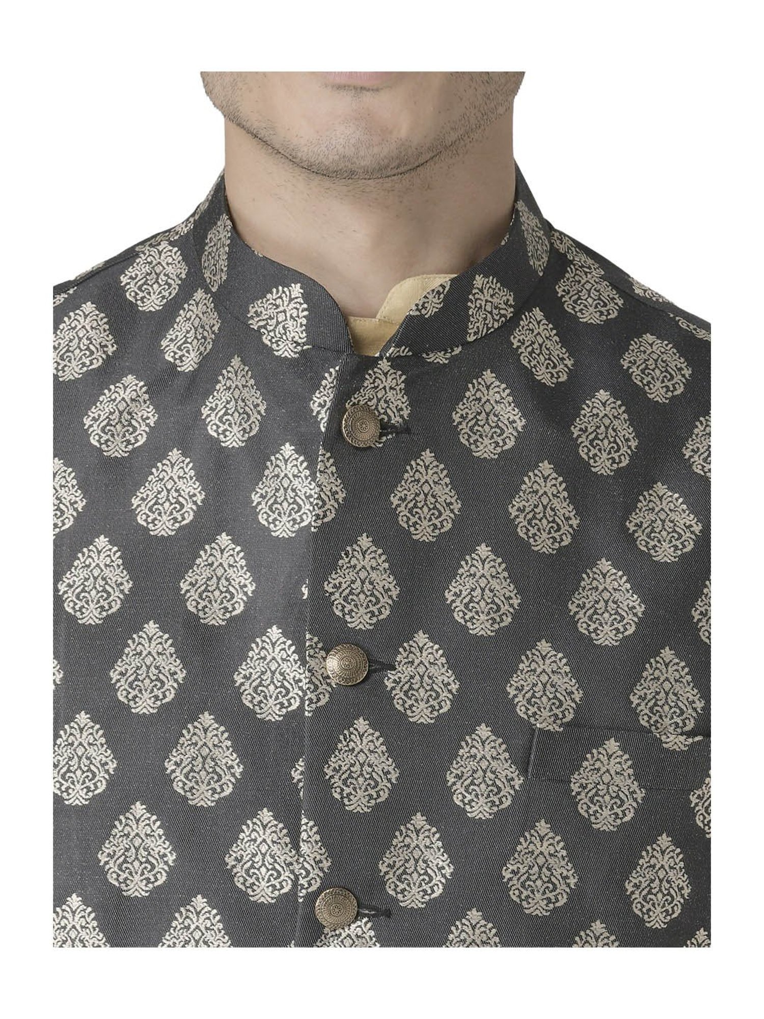 Tabard Beige & Grey Printed Suit