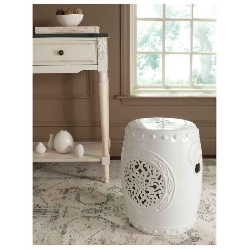 Flower Drum Garden Stool - White  - Safavieh