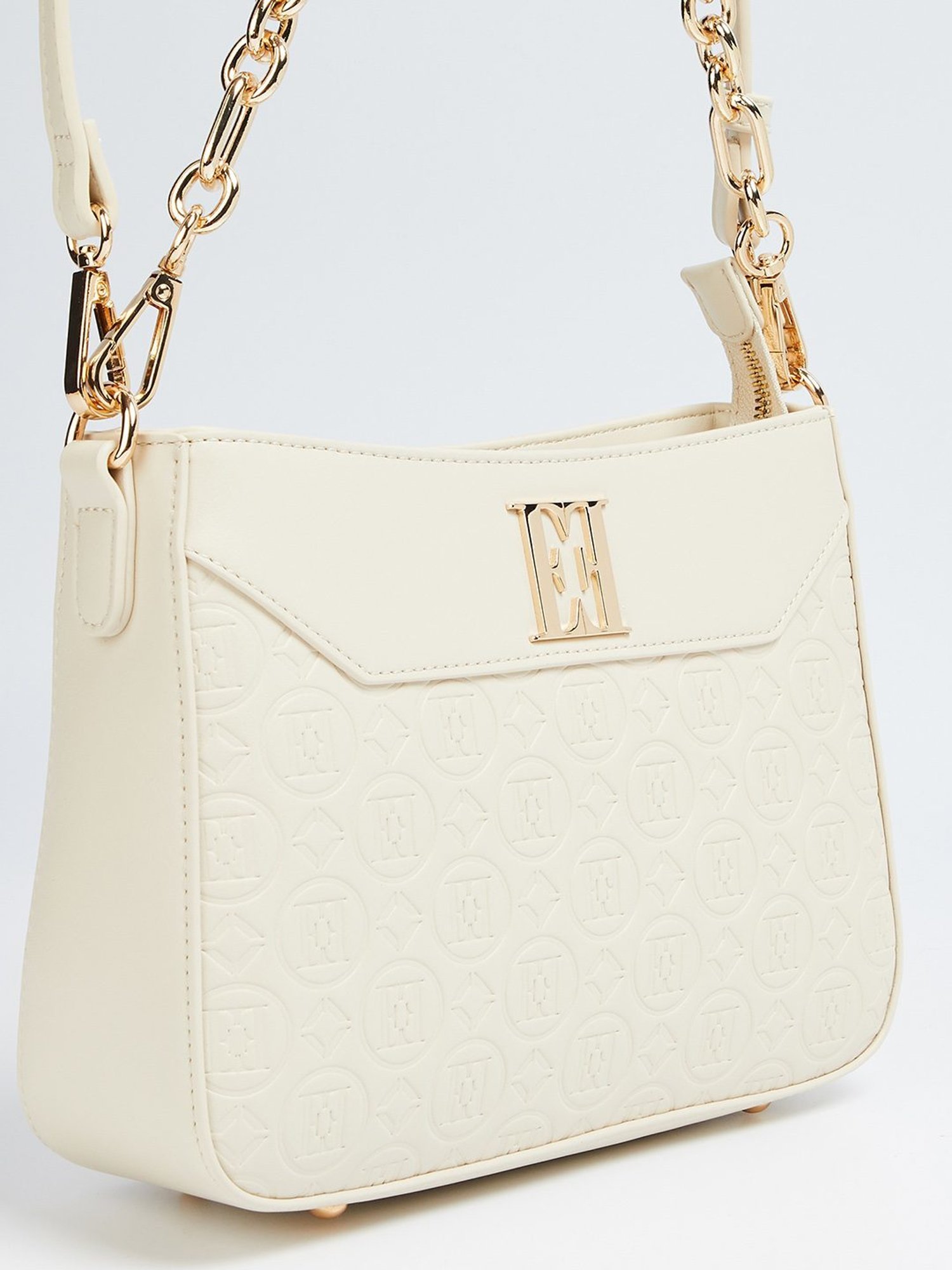 Elle Beige Textured Shoulder Bag