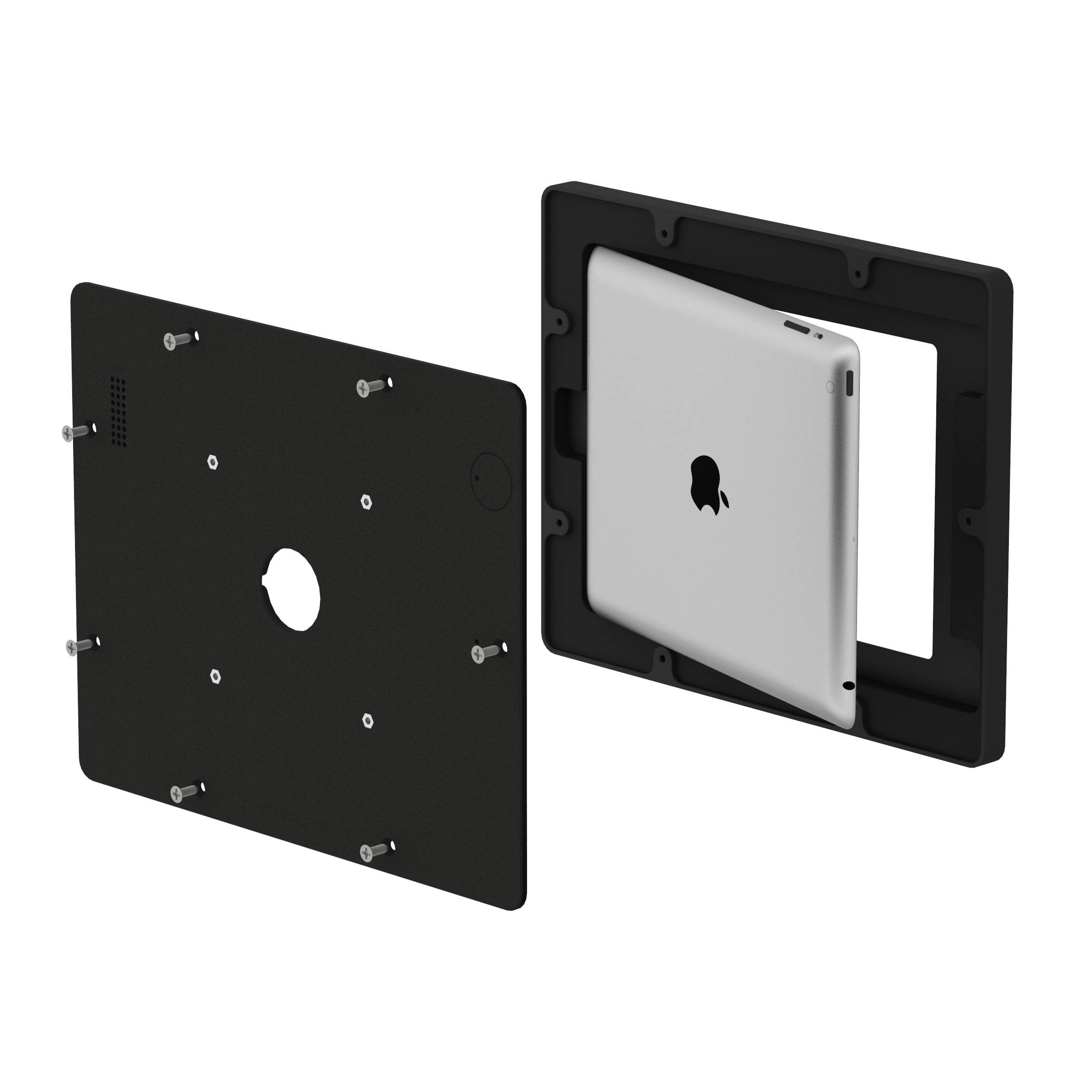 VidaMount Black Covered Home Button VESA Enclosure compatible with iPad 2/3/4