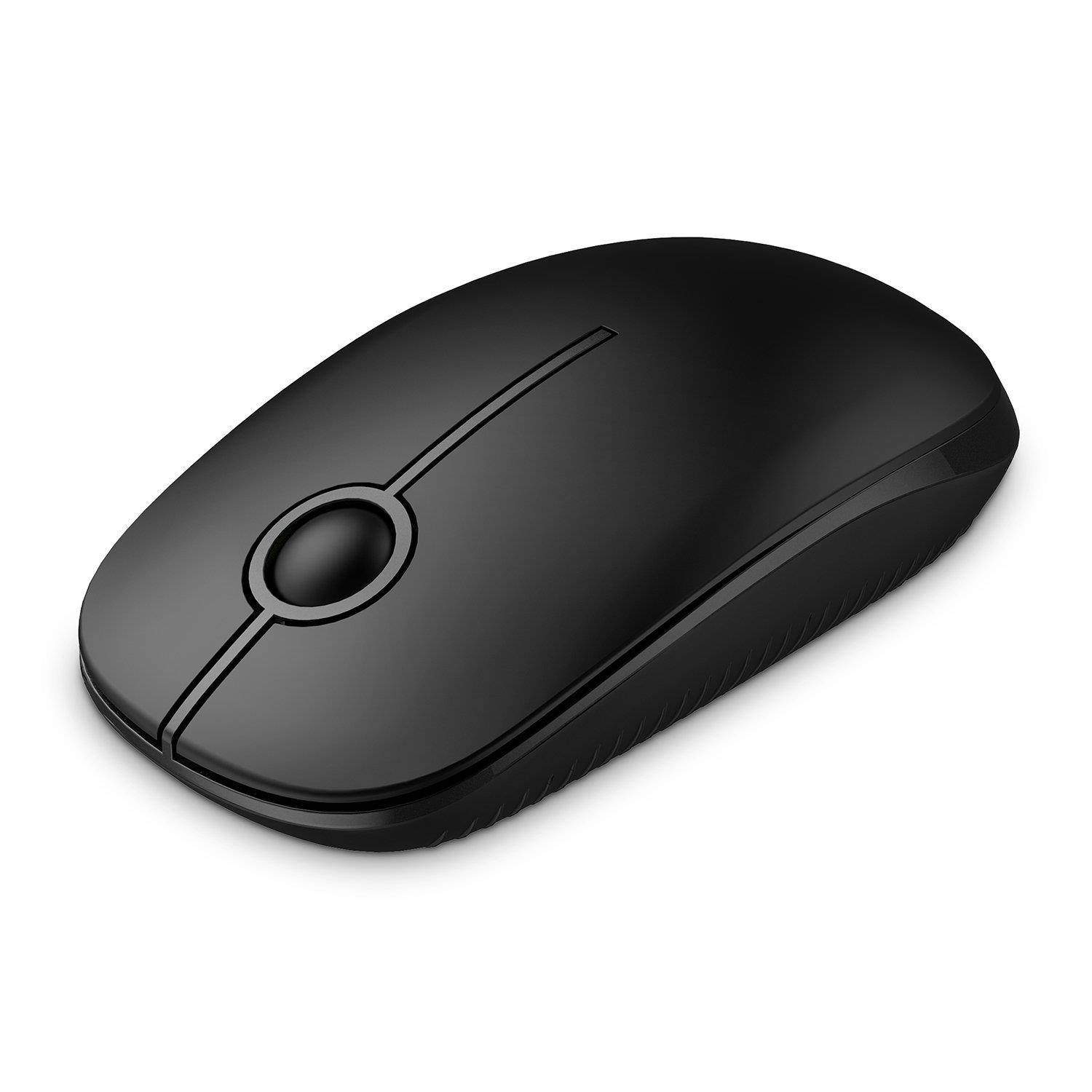 Jelly Comb 2.4G Slim Wireless Mouse with Nano Receiver, Less Noise, Portable Mobile Optical Mice for Notebook, PC, Laptop, Computer, Macbook - Black