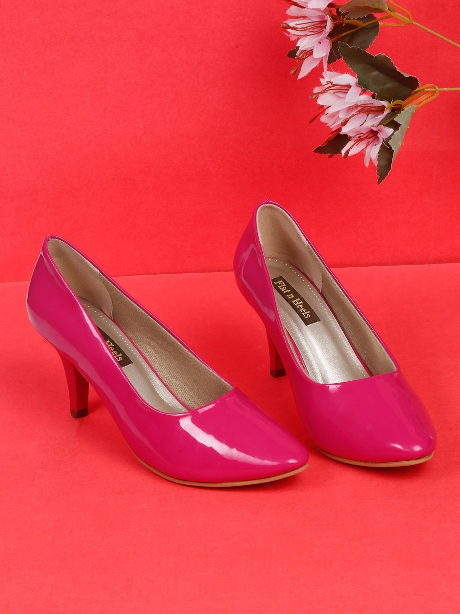 Flat N Heels Women's Pink Stiletto Pumps