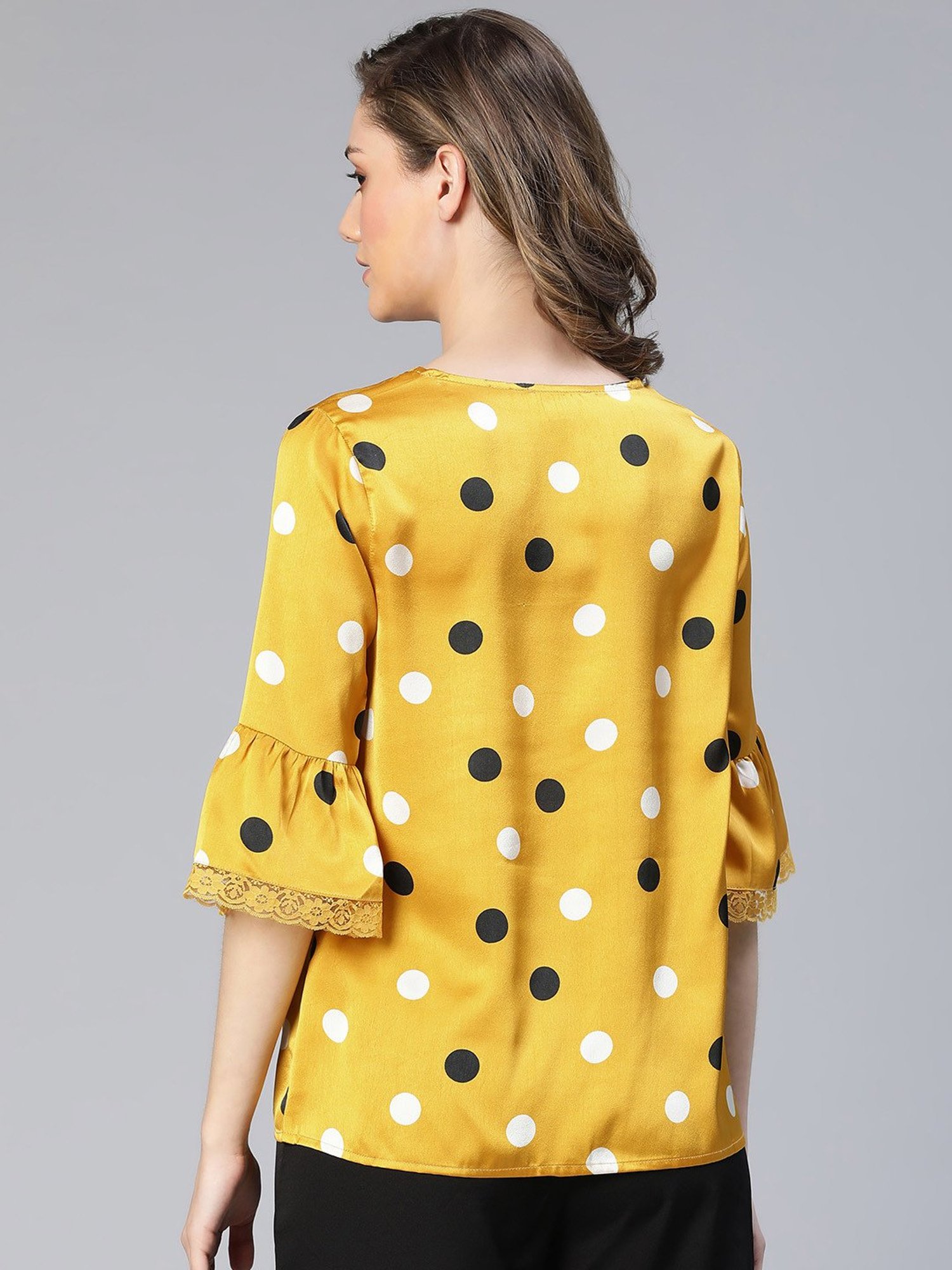 Oxolloxo Yellow Satin Polka Dot Top