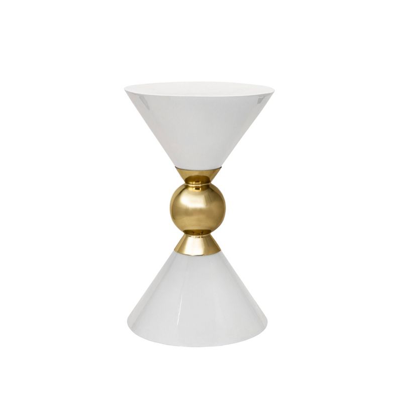 21" Iron Round Accent Table White/Gold - Sagebrook Home