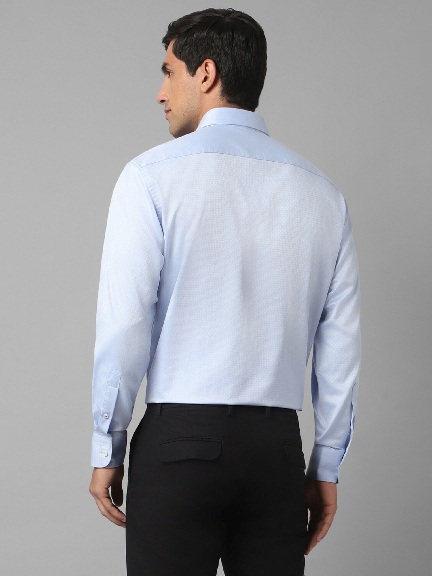 Luxure By Louis Philippe Blue Cotton Regular Fit Self Pattern Shirt