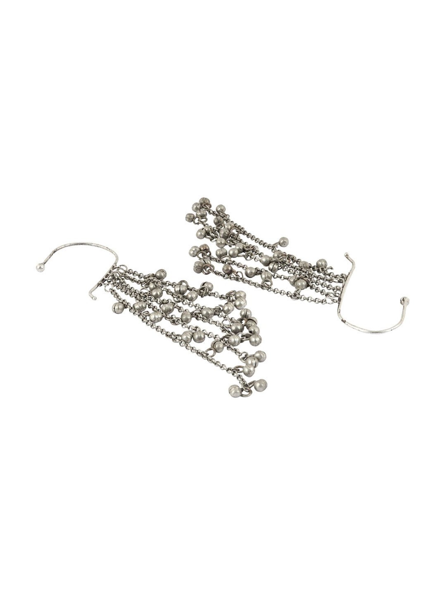 Teejh Nuriya Silver Oxidized Ghungroo Ear Cuff Earrings