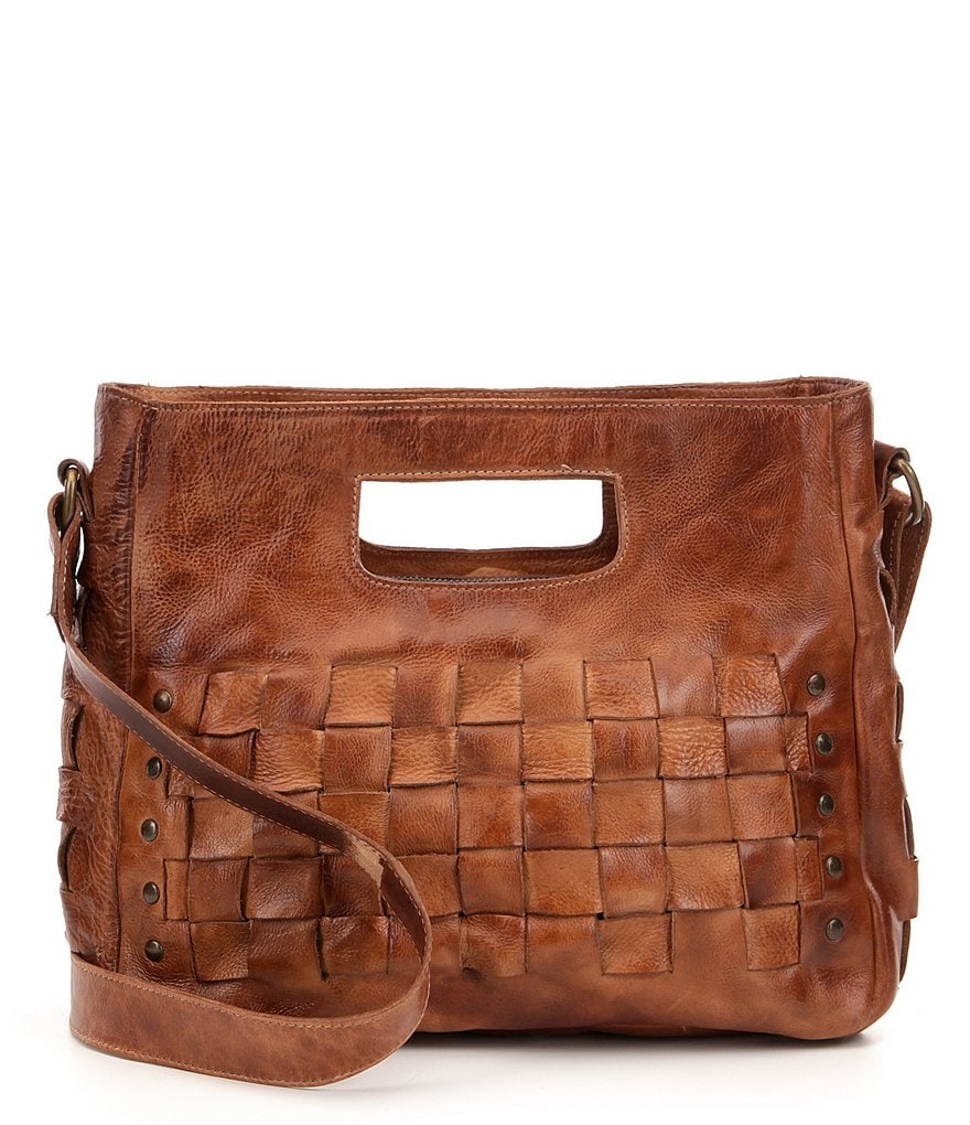 Bed Stu Orchid Studded Woven Satchel Bag
