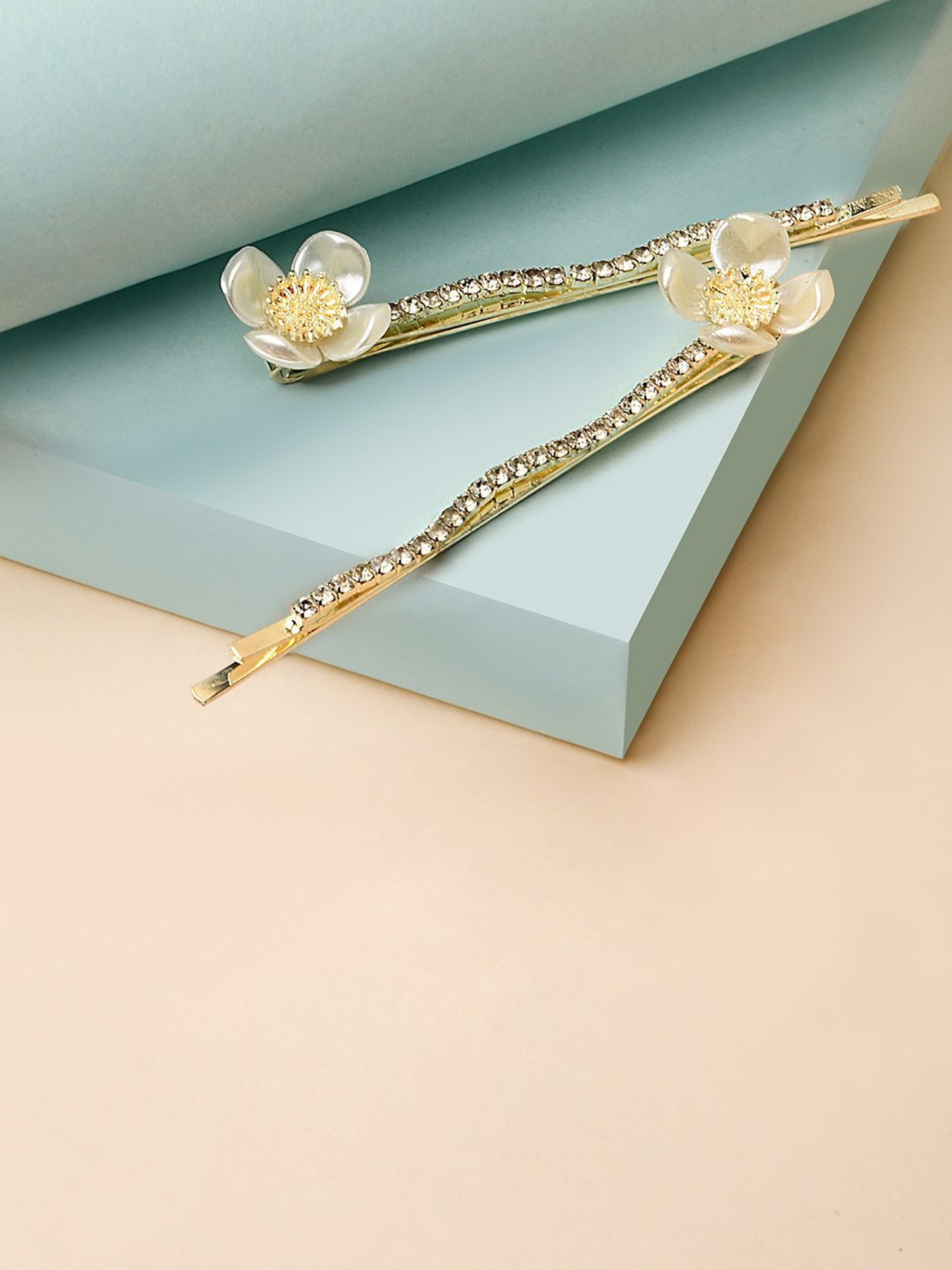 Golden Embellished Hair Clip - Set of 2