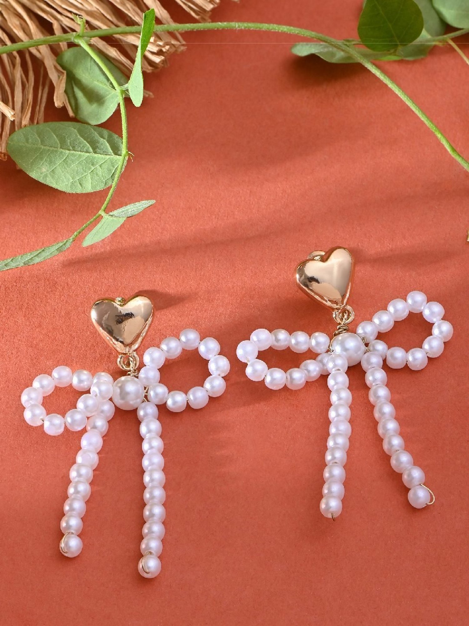 ToniQ White Korean Bow Drop Earrings for Women