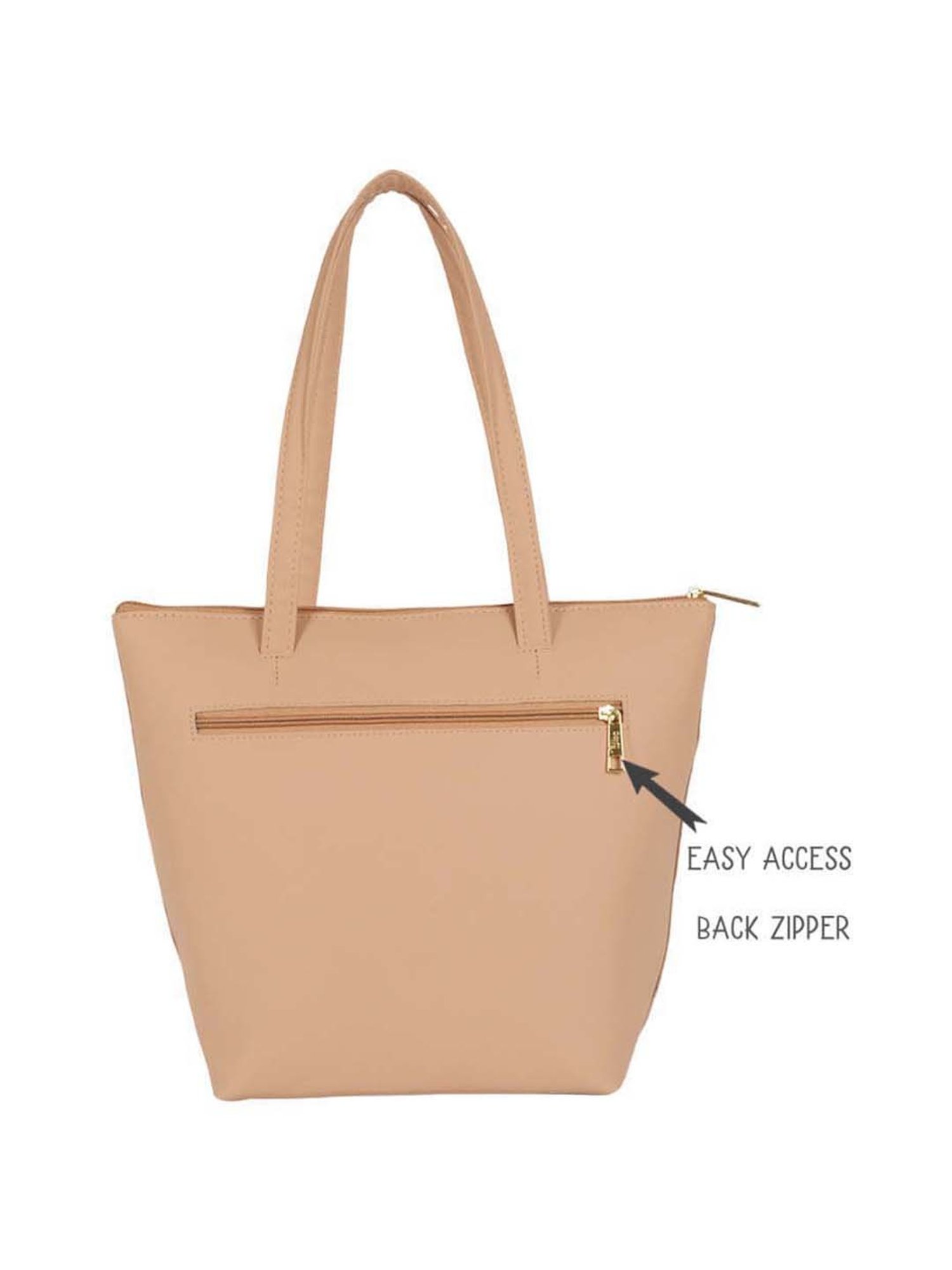 Baggit Beige Textured Medium Tote Handbag