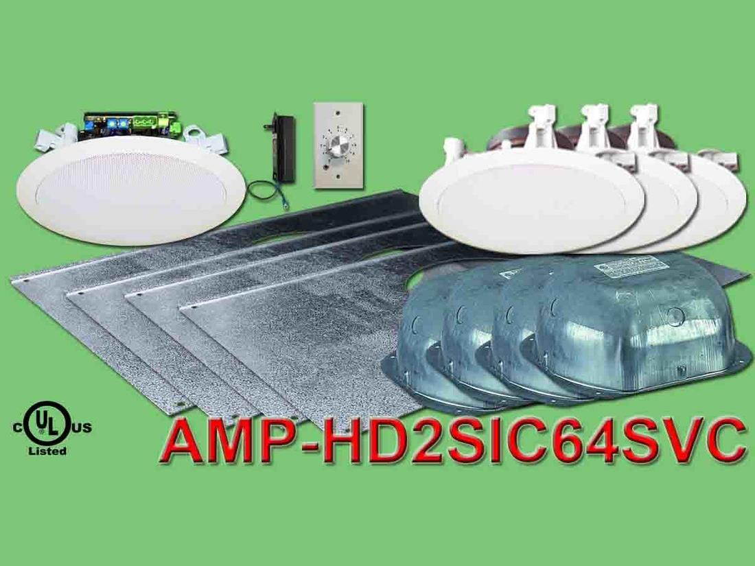 OWI AMP-HD2SIC64SVC 6 inch 3 Source/Integratable Amplified/In Ceiling Speaker w Tile Bridge/Backcan/3x IC6 Speakers/Volume Control