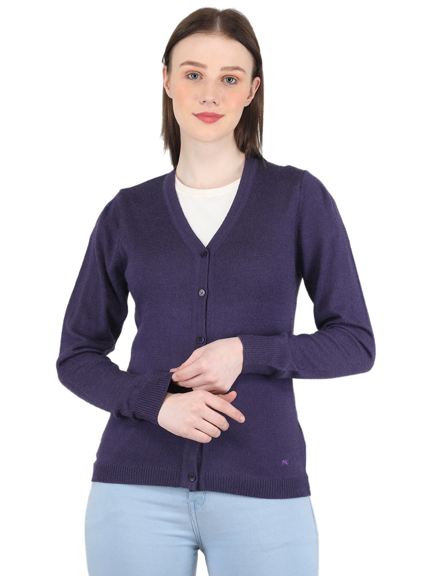 MOCA by Monte Carlo Dark Purple Regular Fit Cardigan
