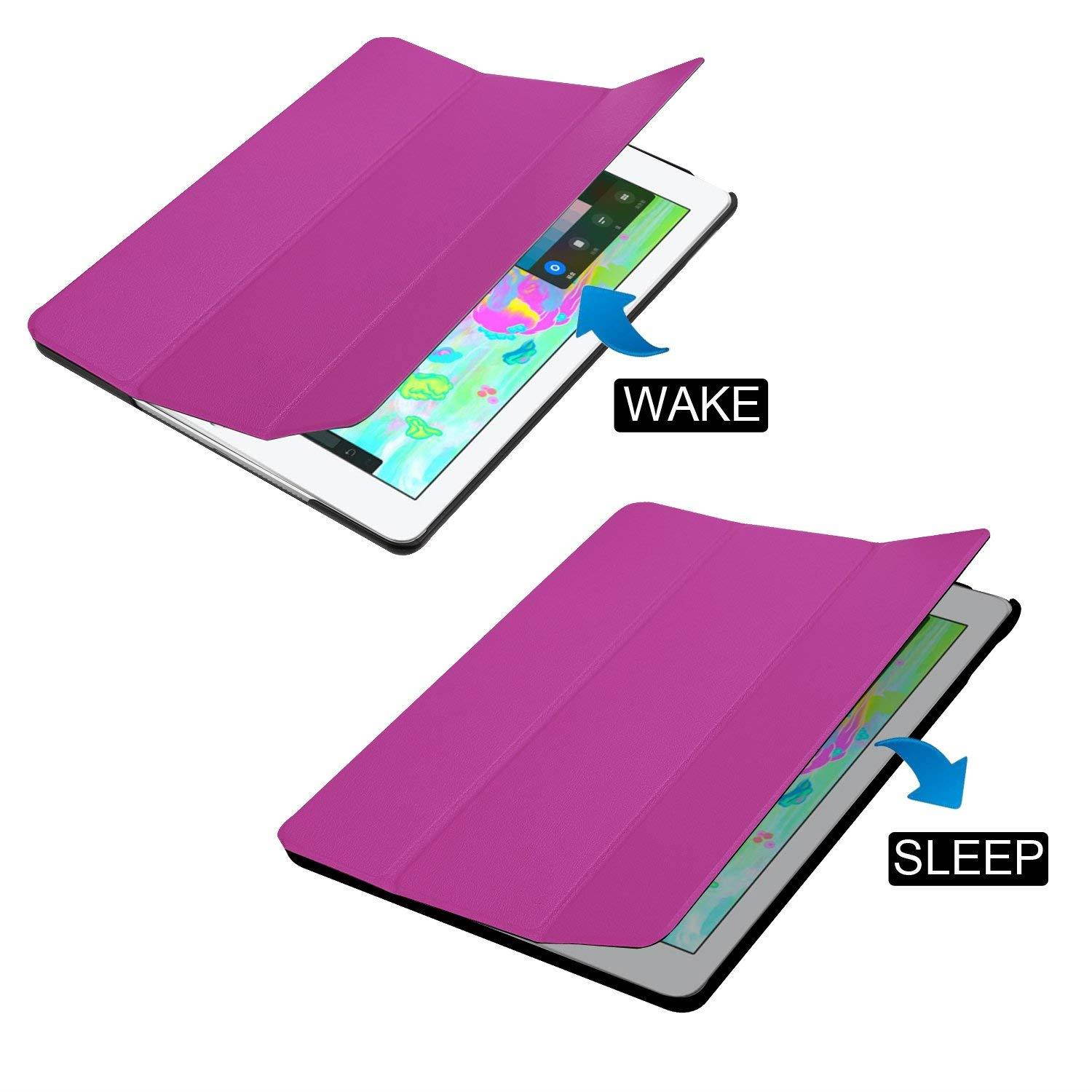 iPad 9.7" Case with Apple Pencil Holder, EpicGadget Pencil Holder Case Cover with Sleep/Wake for 2018 / 2017 Apple iPad 9.7 inch- Slim, Light Weight, Stand, Magnet Closure, Smart (Purple Case)