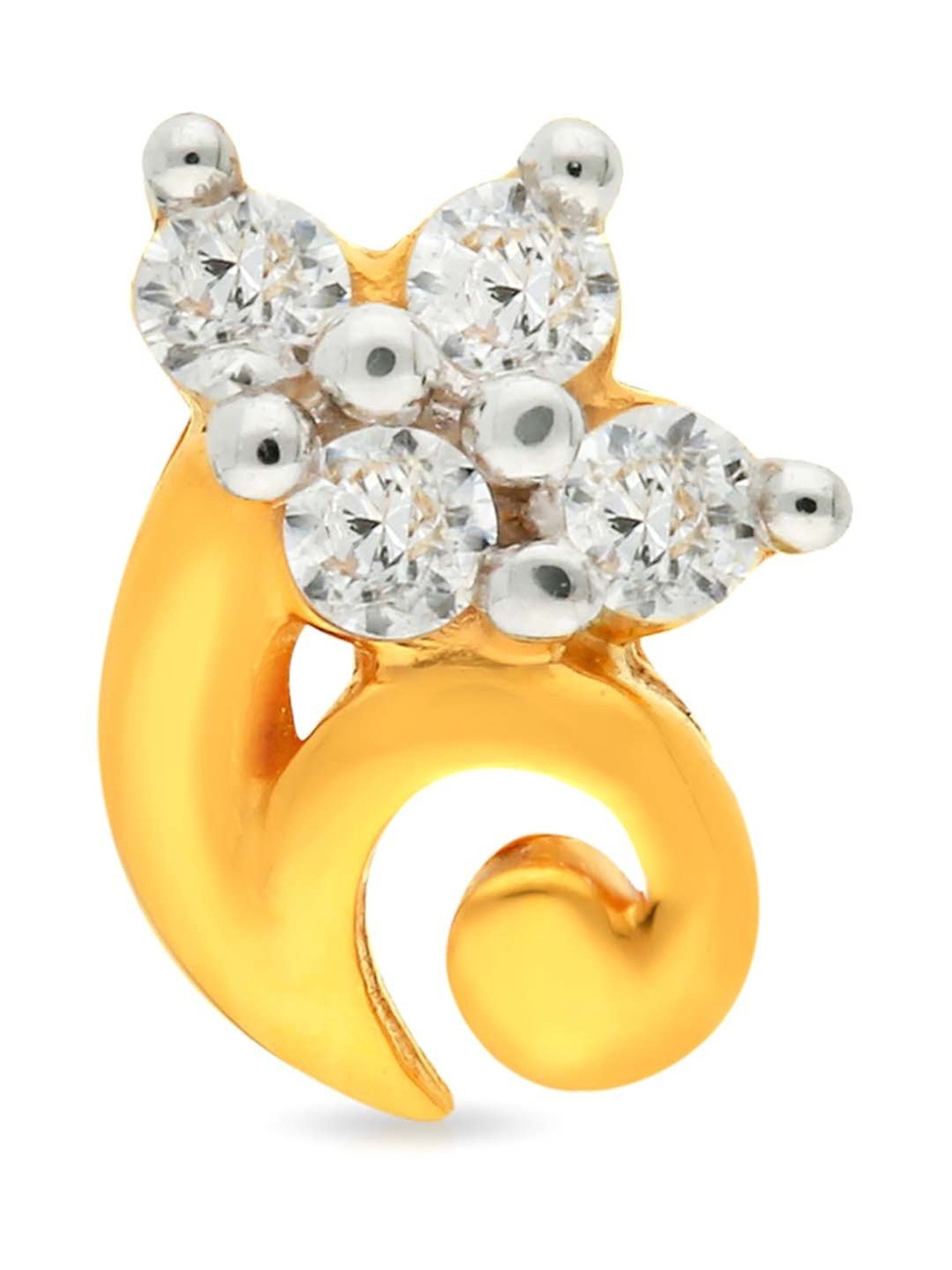 Malabar Gold and Diamonds 22k Gold Floral Nosepin for Women