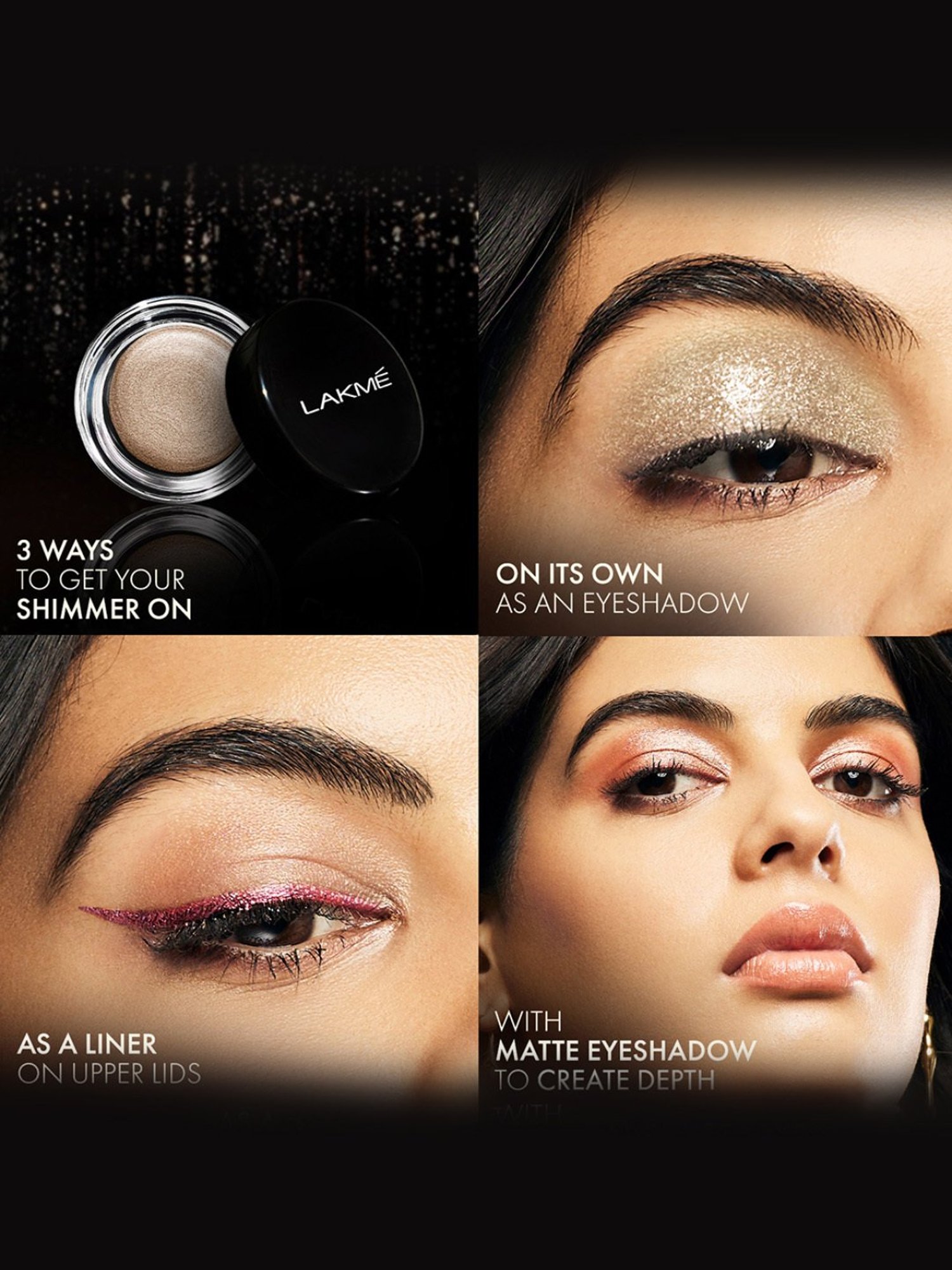 Lakme Glitterati Eye Paint Shimmer Creme Eyeshadow Champagne Rain - 3 gm