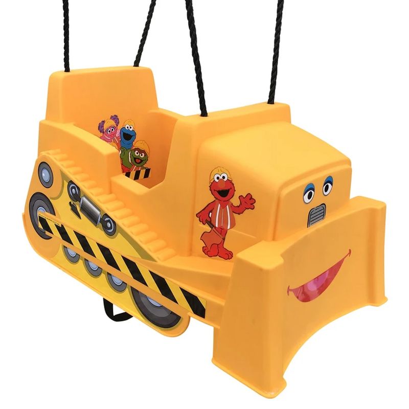 M & M Sales Backyard Indoor Outdoor Playset Sesame Street Bulldozer Dozer Toddler Swing With Ropes and Safety Strap