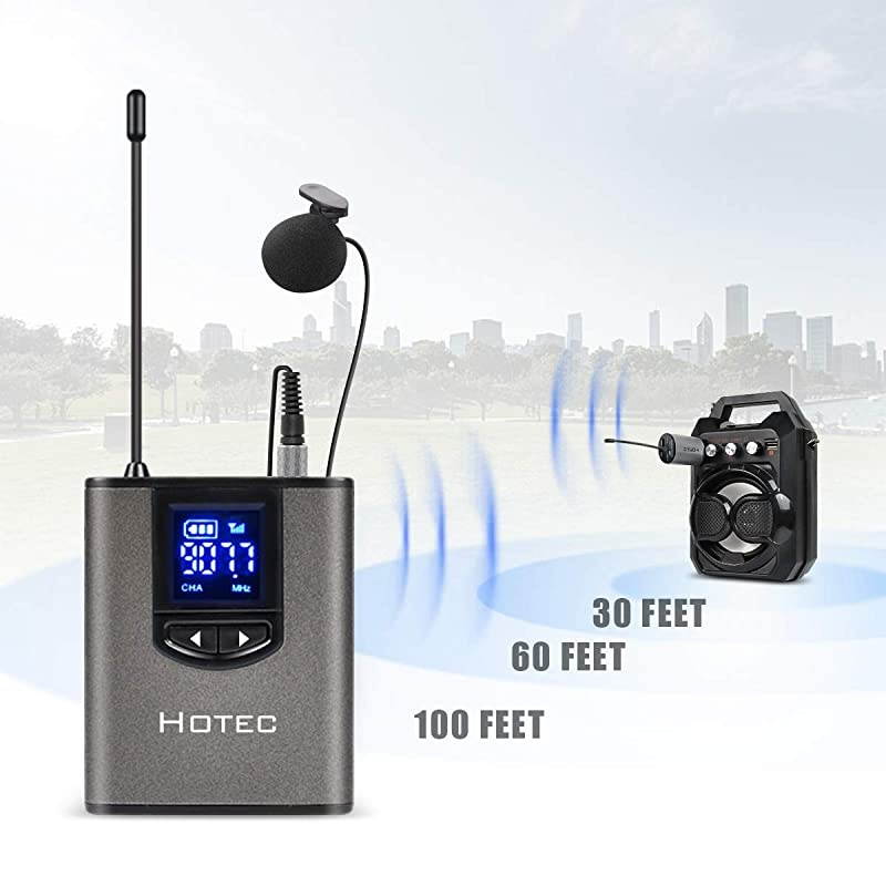 Wireless System with Dual Headset Microphones/Lavalier Lapel Mics and Bodypack Transmitters and One Mini Rechargeable Receiver 1/4" Output, for Live Performances