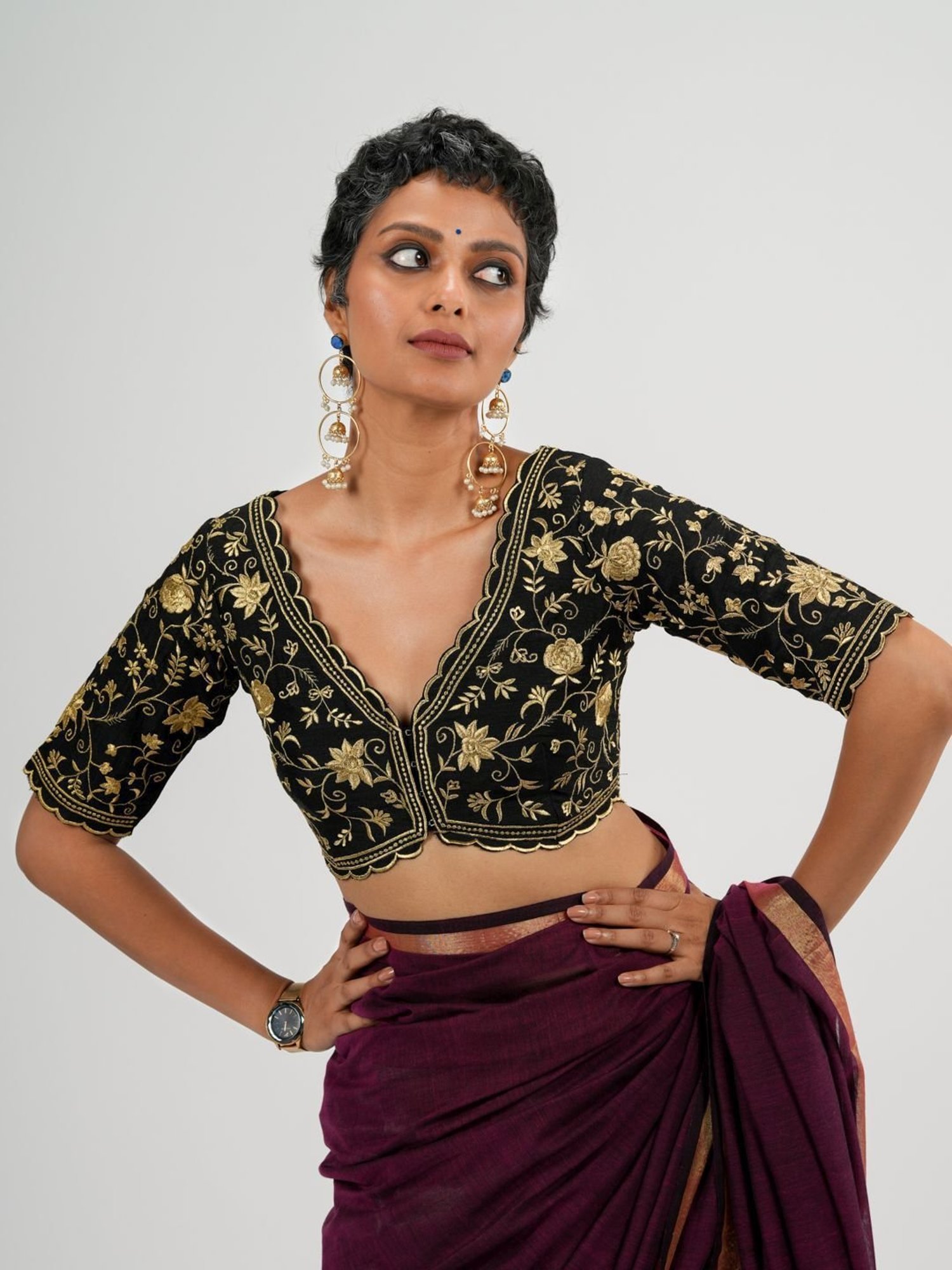 Suta Black Embroidered Blouse