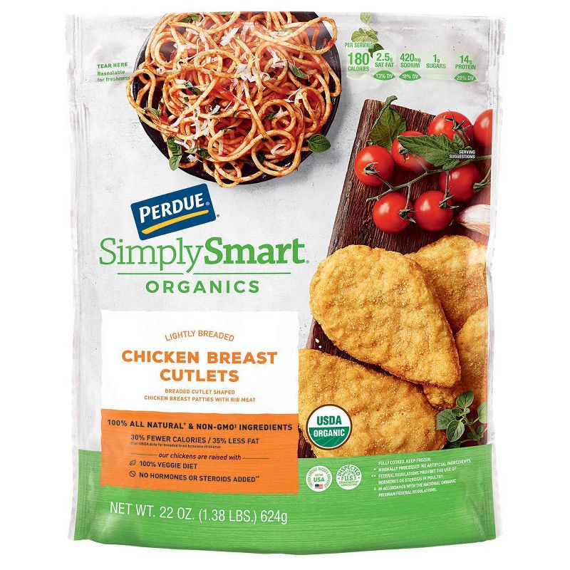 Perdue Simply Smart Organics Lightly Breaded Chicken Breast Cutlets - Frozen - 22oz