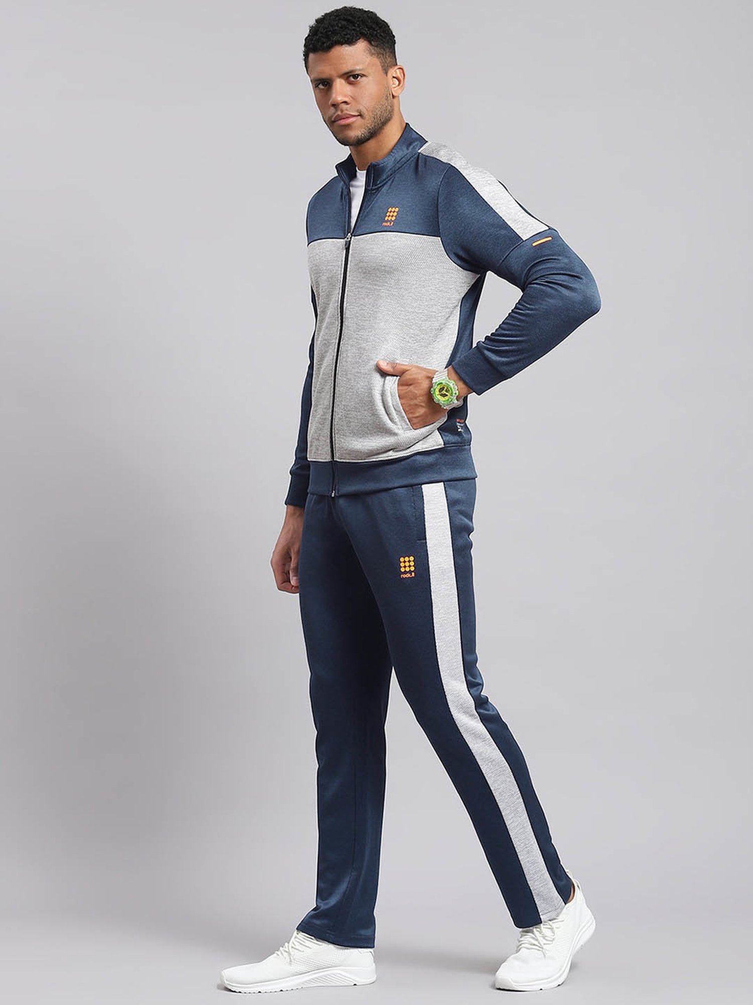 Rock.it Navy Blue Smart Fit Colour Block Tracksuit