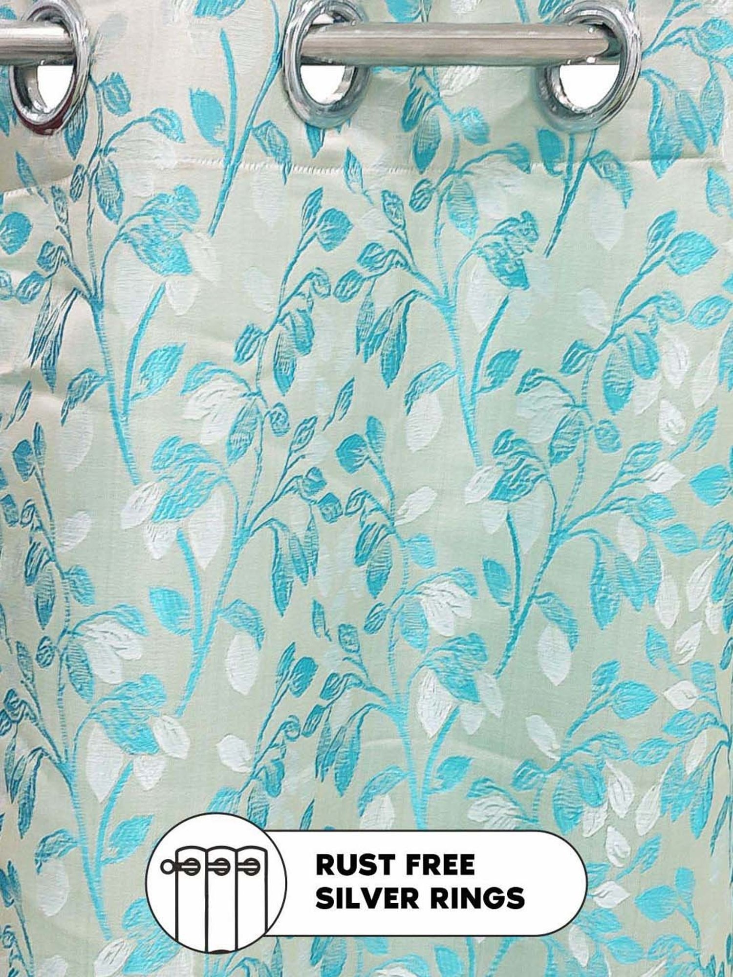 Bianca EL`PESSO Silver & Green Faux Silk 5 Ft. Window Curtain