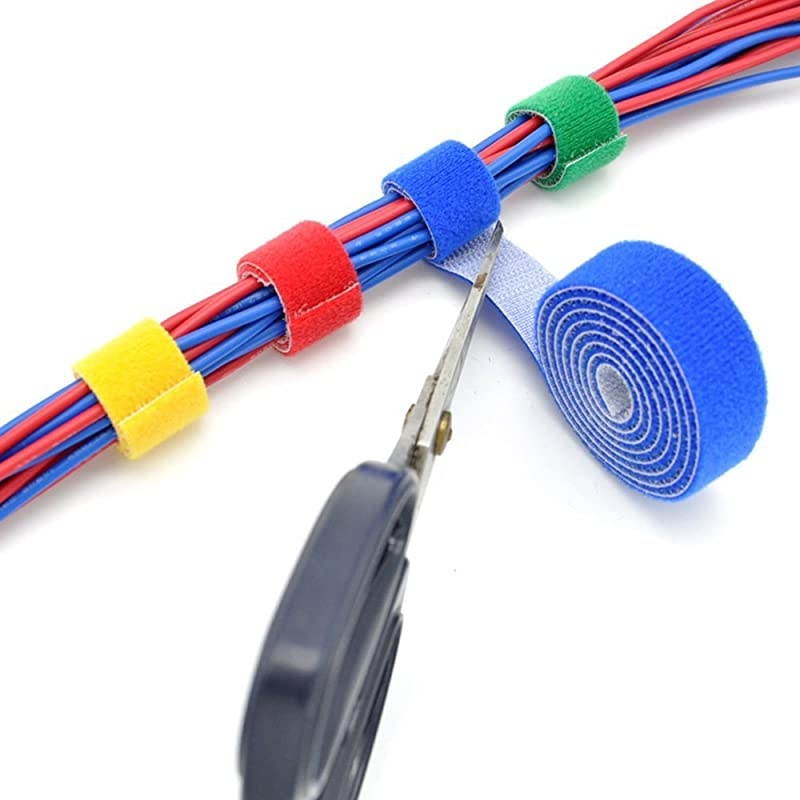 Reusable Fastening Tape Cable Ties 34 Inch Double Side Hook Roll 5 Yard Black