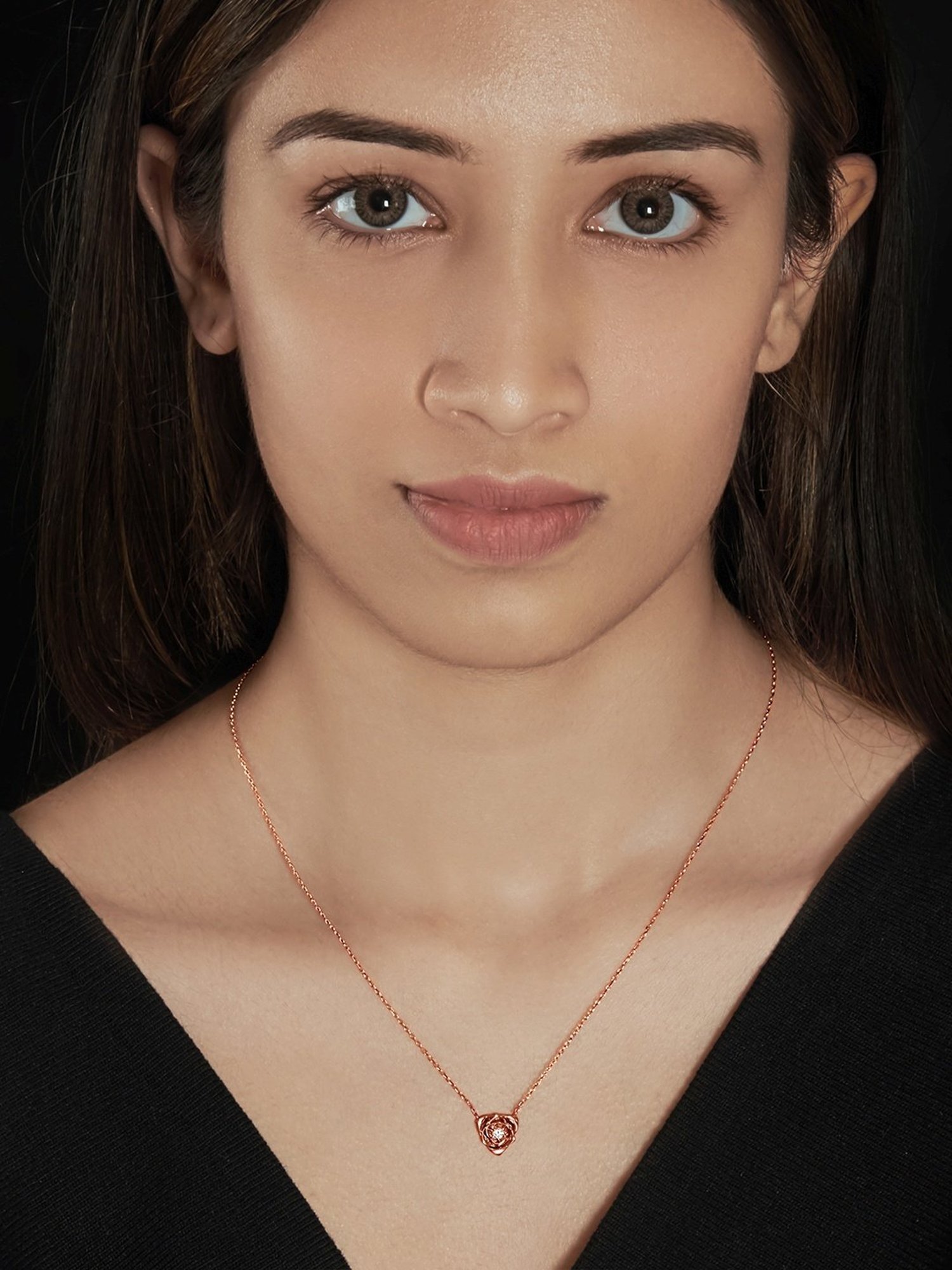 Silberry 92.5 Sterling Silver Rose Gold Rosetta Necklace