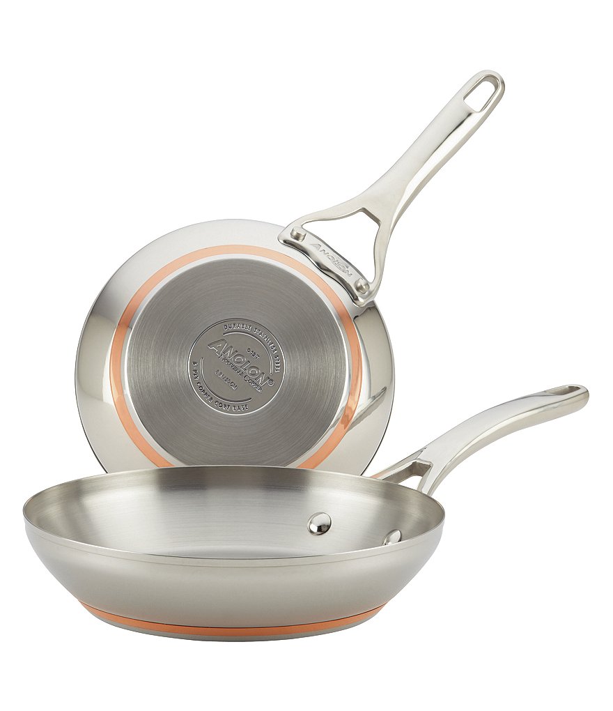 Anolon Nouvelle Copper Stainless Steel Skillets Twin Pack, 8#double; & 9.5#double;