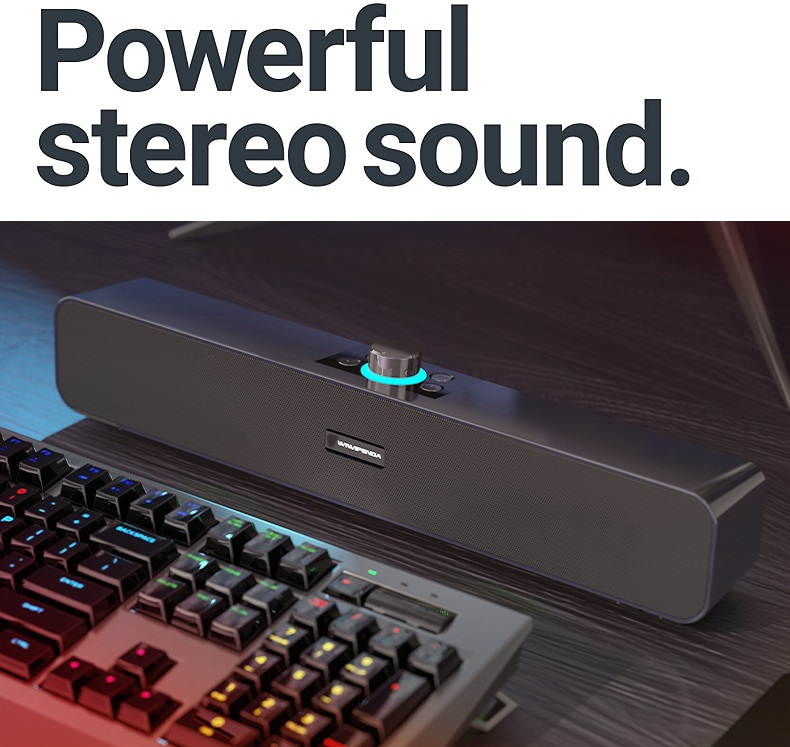 Bluetooth Computer Sound Bar, Home Theater System Wired and Wireless Soundbar Speaker, Bluetooth 5.0, 80dB, 1000mAh Baterry, Support TF Card/Wireless/AUX