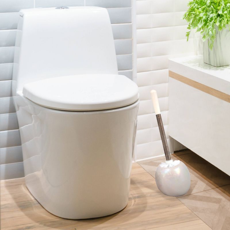 Ceramic Dome Toilet Brush & Holder Beige/Tan - Bath Bliss