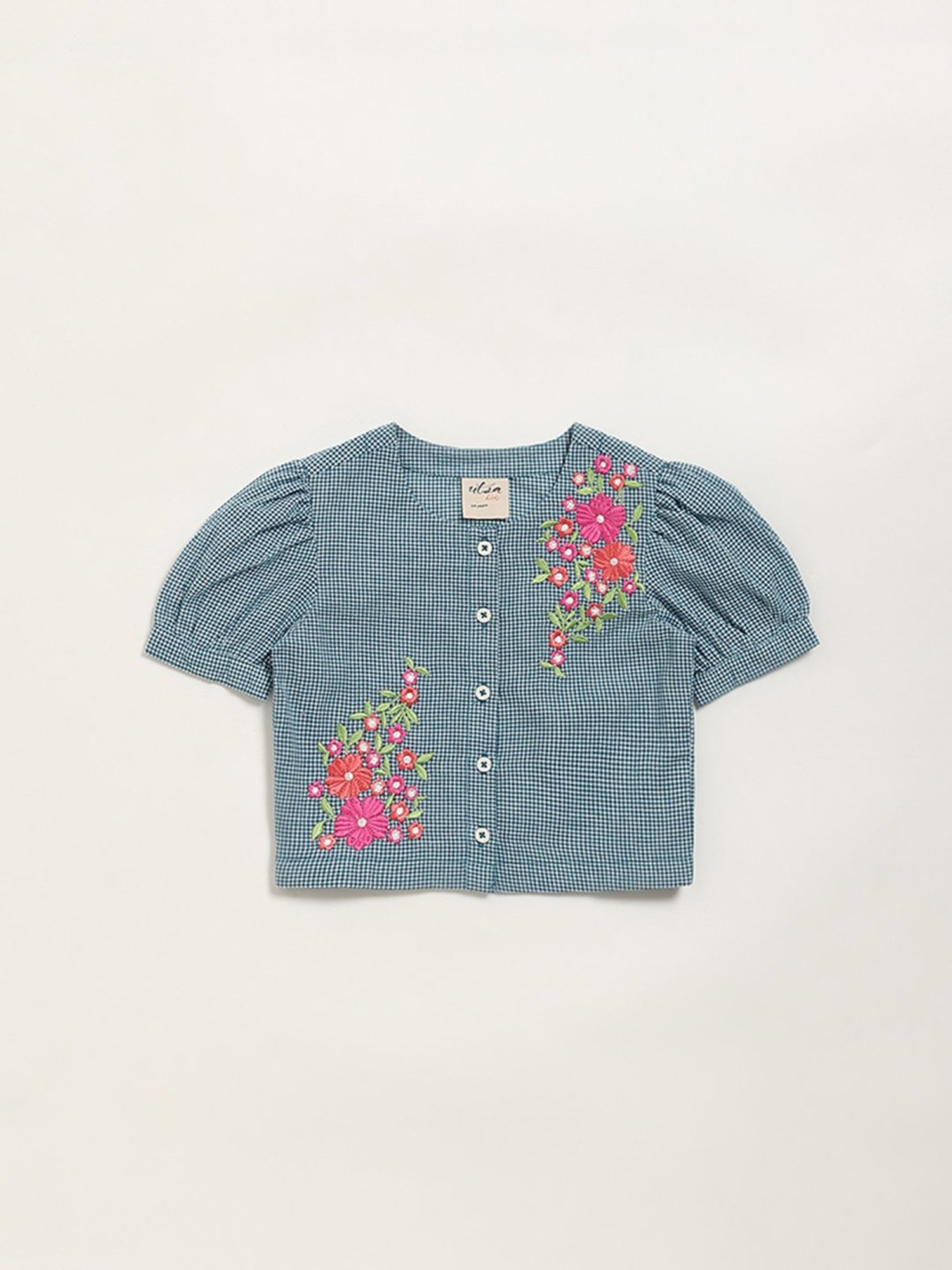 Utsa Kids by Westside Blue Checks Design Cotton Top