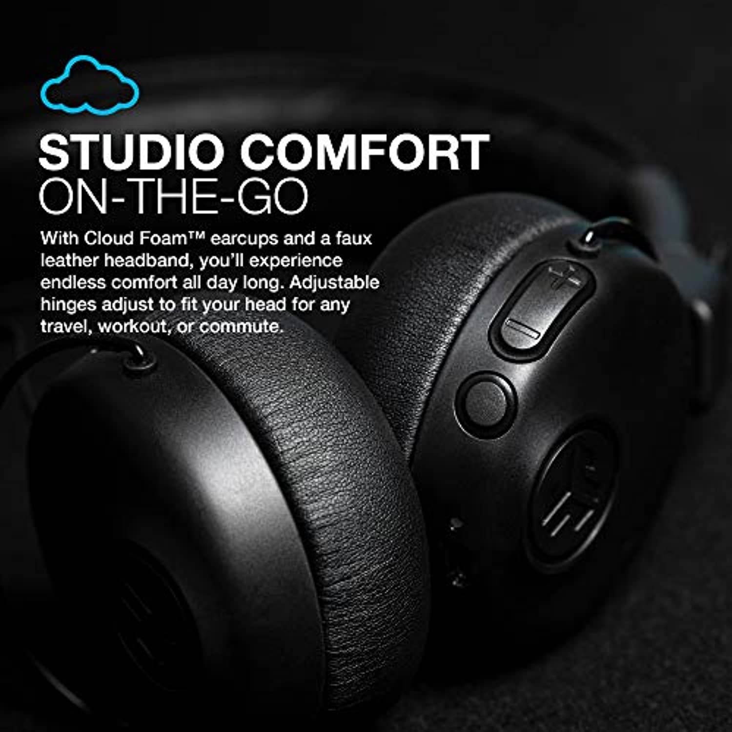 JLab Audio Studio ANC On-Ear Wireless Headphones | Black | 34+ Hour Bluetooth 5 Playtime - 28+ Hour with Active Noise Cancellation | EQ3 Custom Sound | Ultra-Plush Faux Leather  an (HBASTUDIOANCRBLK4)