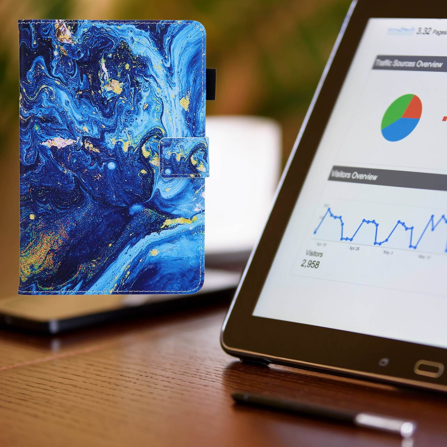 Suitable for Amazon Fire HD 8-2020 Protective Cover Flip Cover with Card Slot Bracket Leather Protective Shell D