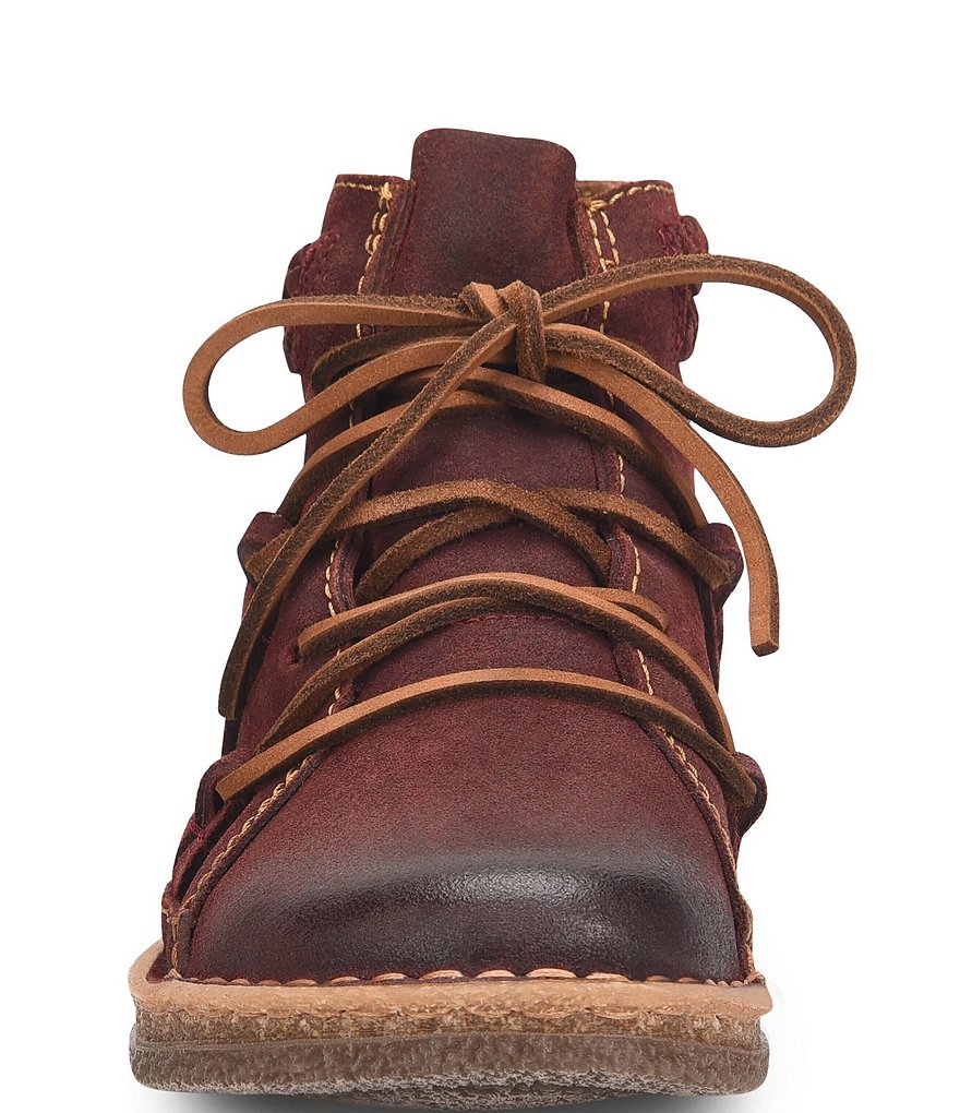 Born Temple II Distressed Leather Lace-Up Booties