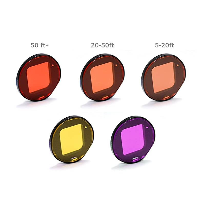 Aqua Dive Filter for GoPro Hero 7 Hero 6 amp Hero 5 Red Magenta and Yellow Filter Set Diving Scuba and Snorkeling Accessories 5 Pack Standard Housing